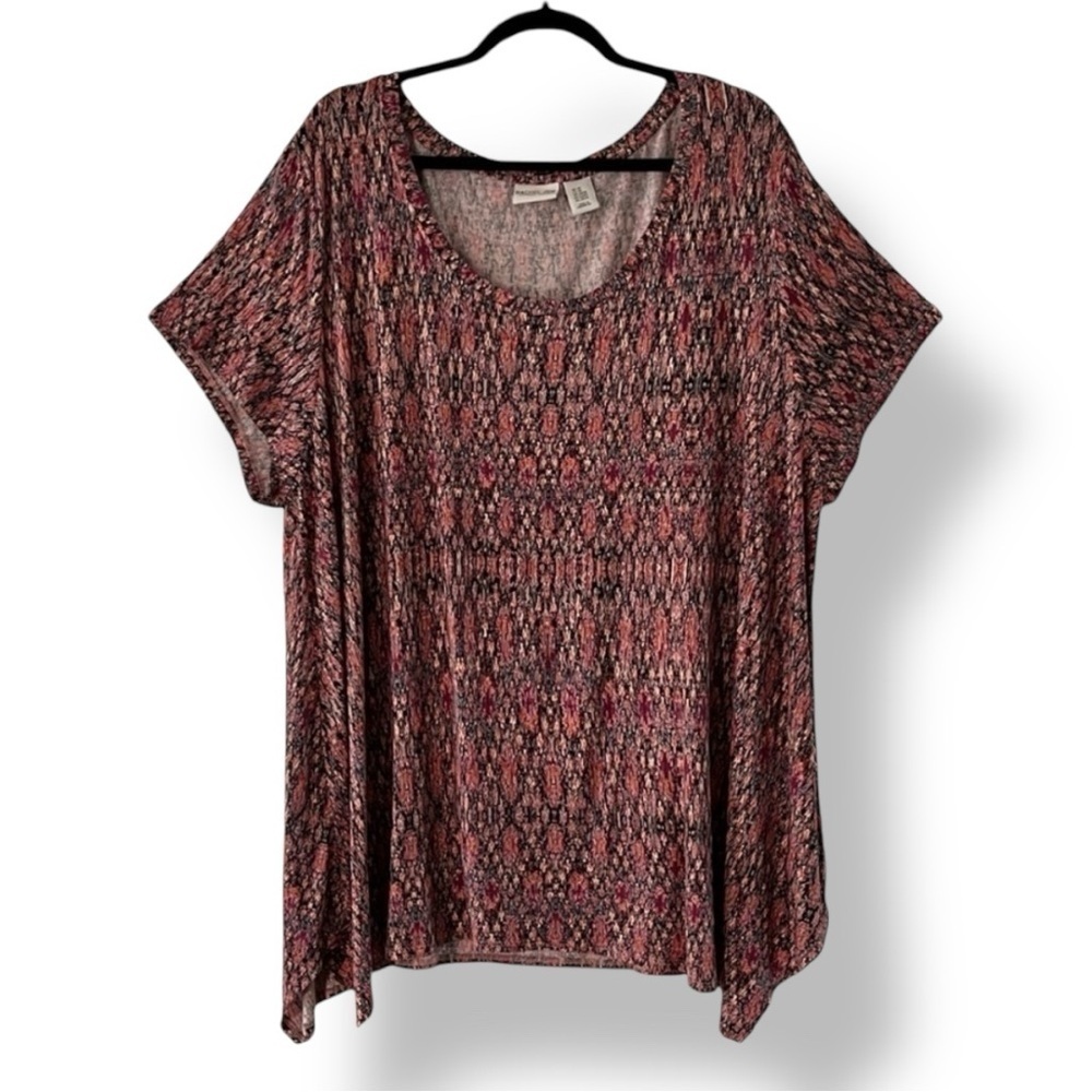 Rachel Zoe Plus Size Short Sleeve Multicolor Print Shirt